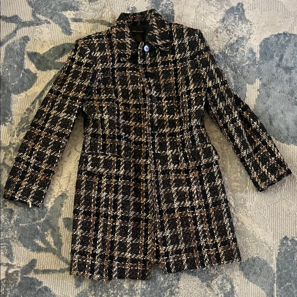 Chic Women's Plaid Blazer in Black and Brown